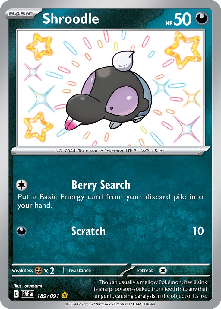 Shroodle 189/245 — Paldean Fates (English Pokémon TCG card)