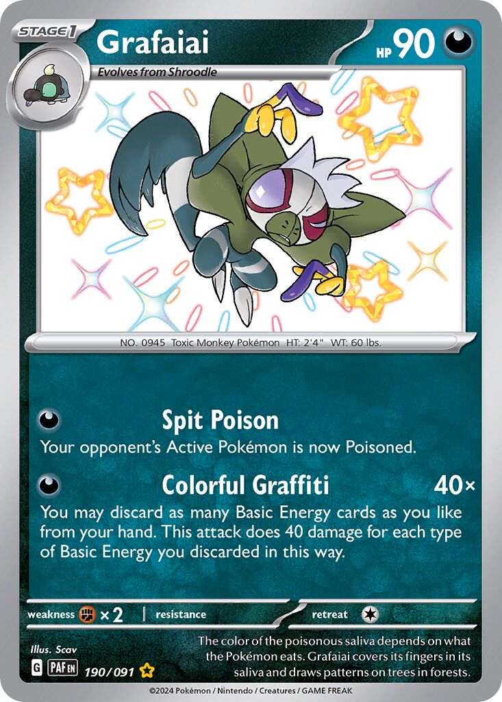 Grafaiai 190/245 — Paldean Fates (English Pokémon TCG card)