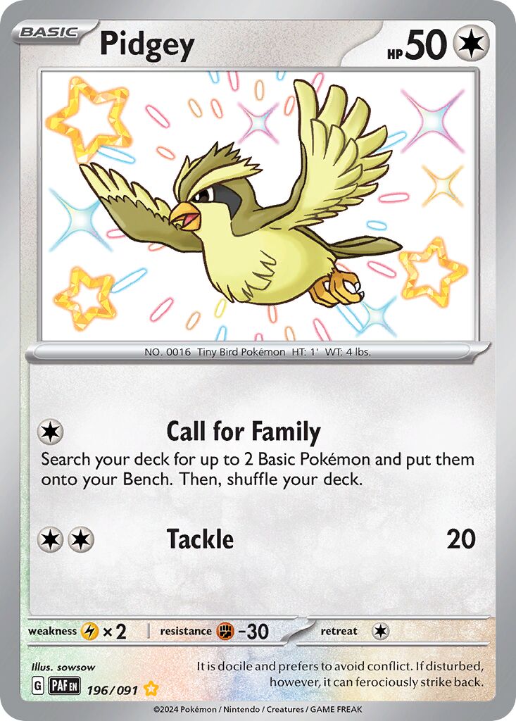 Pidgey 196/245 — Paldean Fates (English Pokémon TCG card)