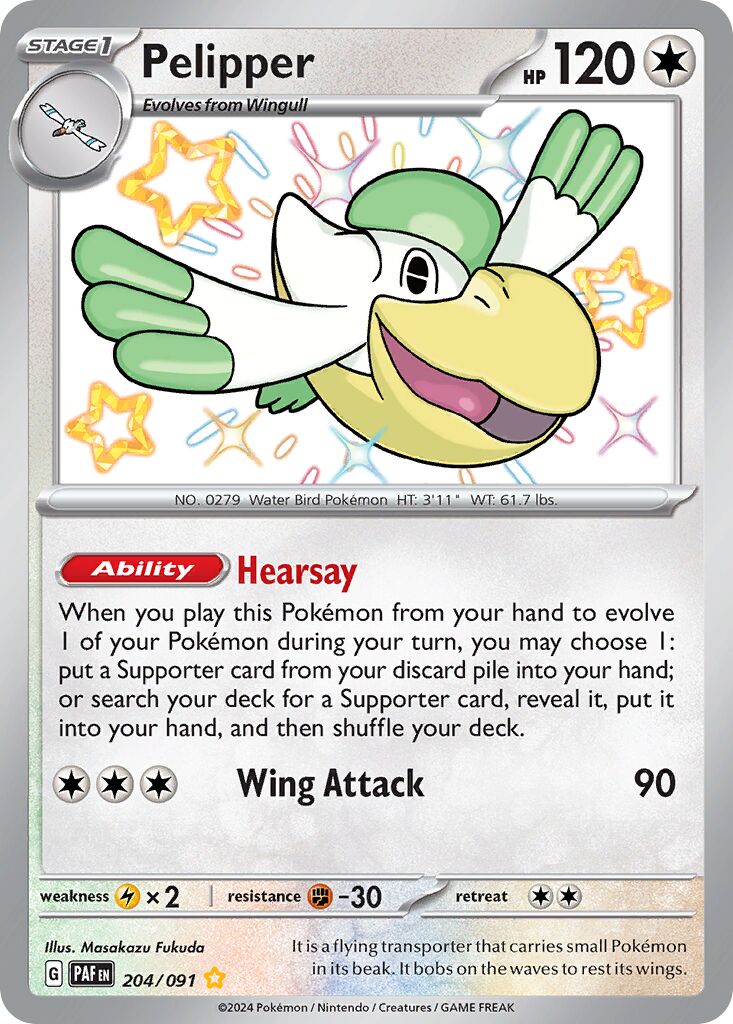 Pelipper 204/245 — Paldean Fates (English Pokémon TCG card)