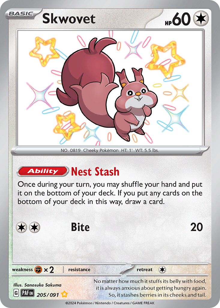 Skwovet 205/245 — Paldean Fates (English Pokémon TCG card)