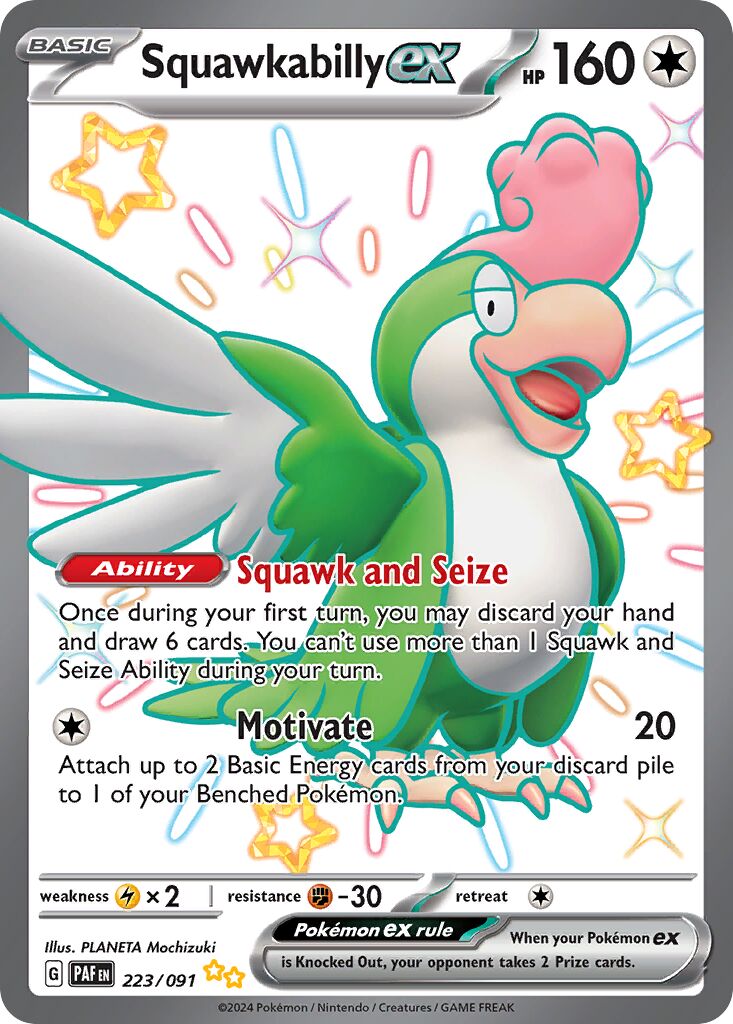 Squawkabilly ex 223/245 — Paldean Fates (English Pokémon TCG card)