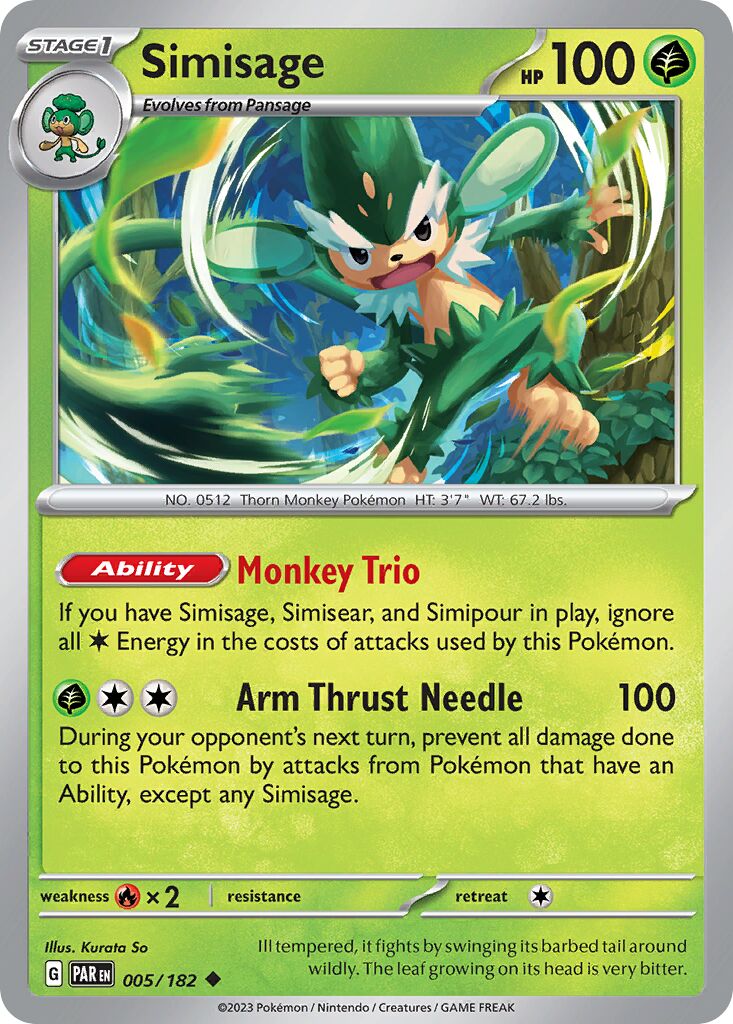Simisage 005/266 — Paradox Rift (English Pokémon TCG card)