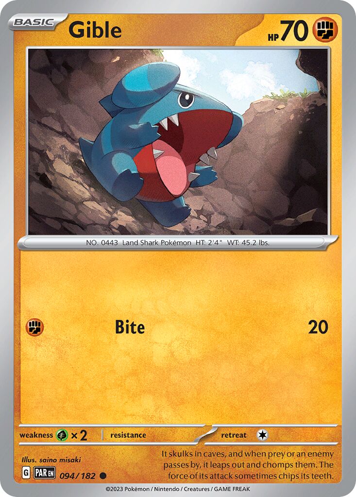 Gible 094/266 — Paradox Rift (English Pokémon TCG card)