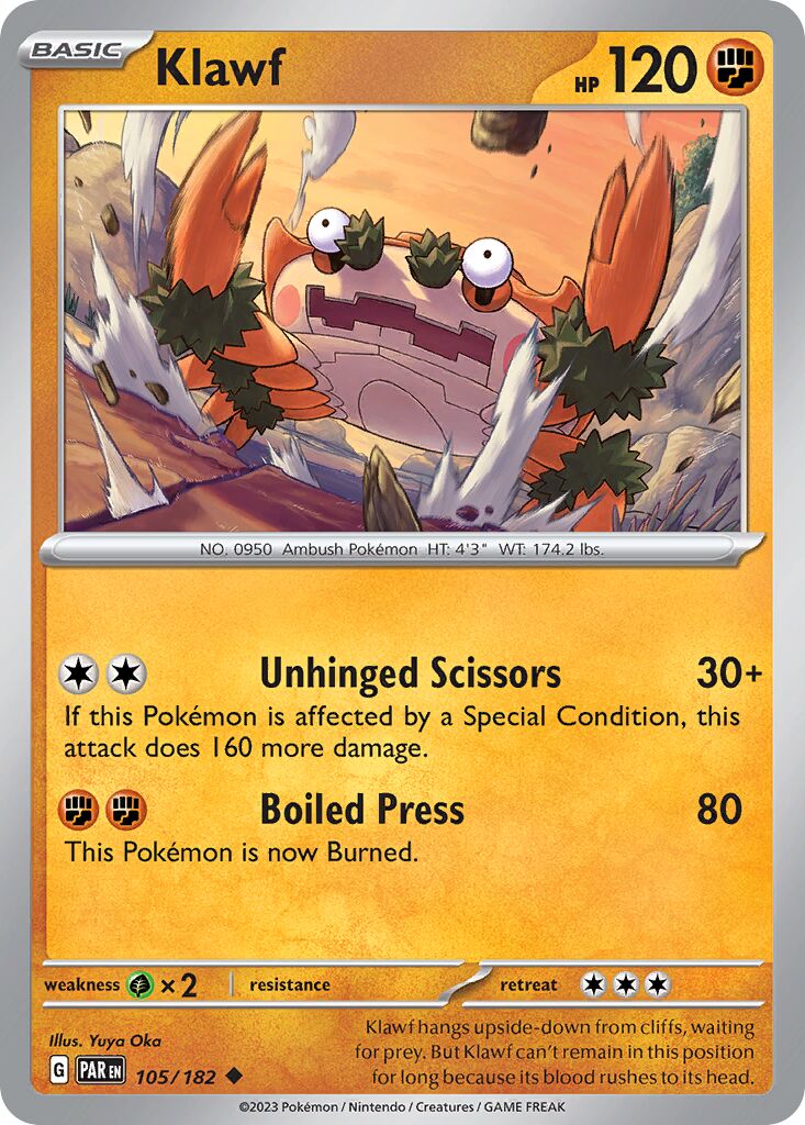 Klawf 105/266 — Paradox Rift (English Pokémon TCG card)
