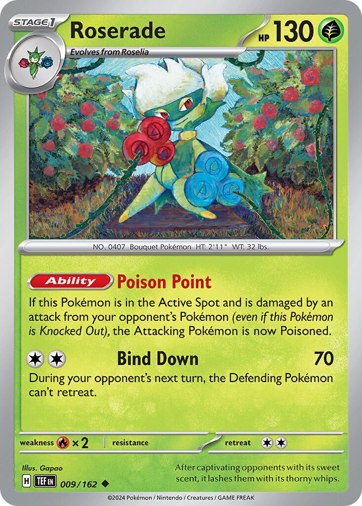 Roserade 009/218 — Temporal Forces (English Pokémon TCG card)
