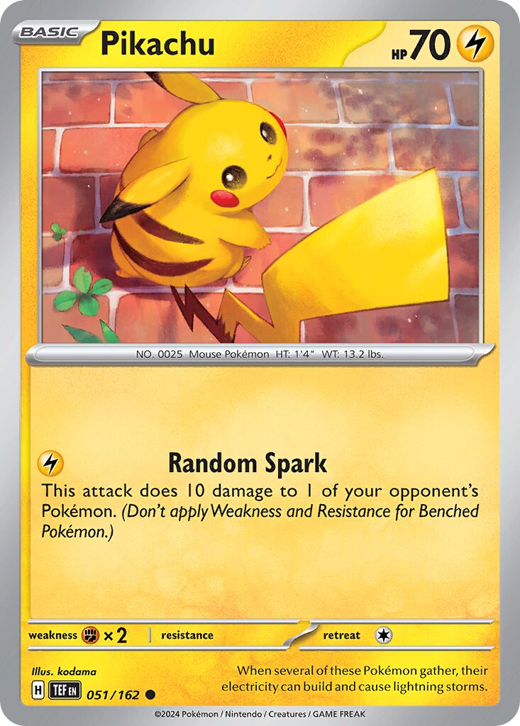 Pikachu 051/218 — Temporal Forces (English Pokémon TCG card)