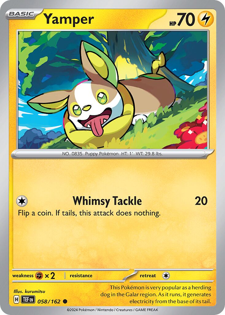 Yamper 058/218 — Temporal Forces (English Pokémon TCG card)
