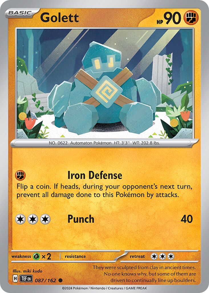 Golett 087/218 — Temporal Forces (English Pokémon TCG card)