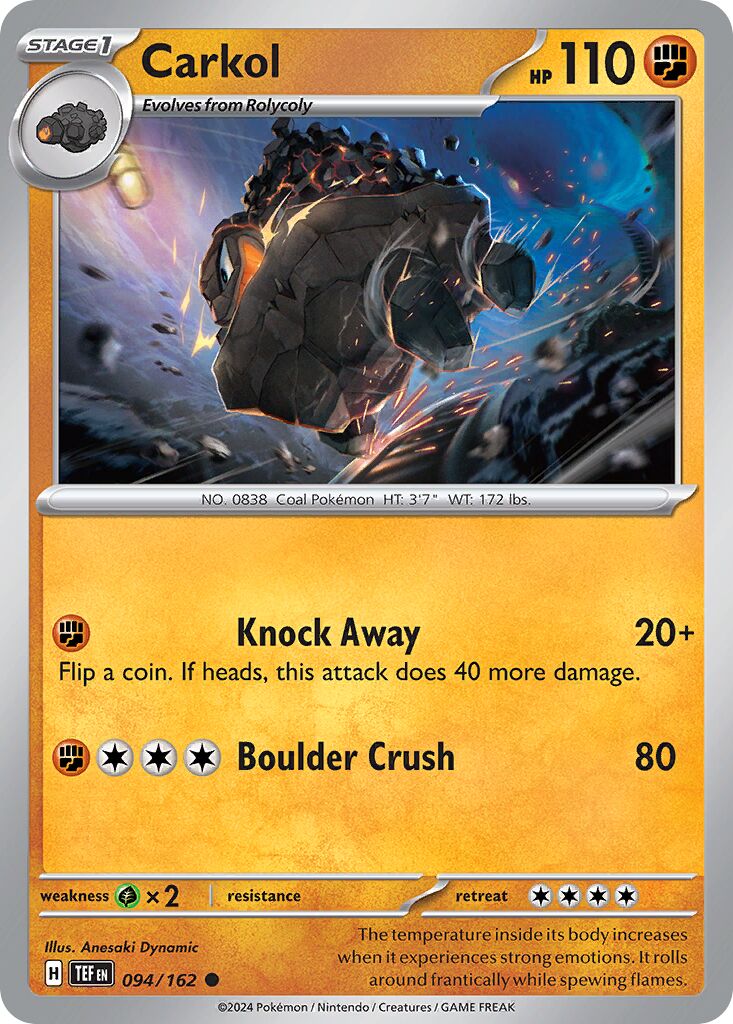 Carkol 094/218 — Temporal Forces (English Pokémon TCG card)