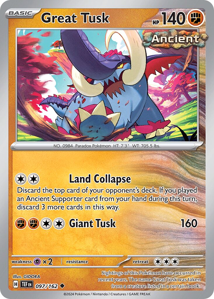 Great Tusk 097/218 — Temporal Forces (English Pokémon TCG card)