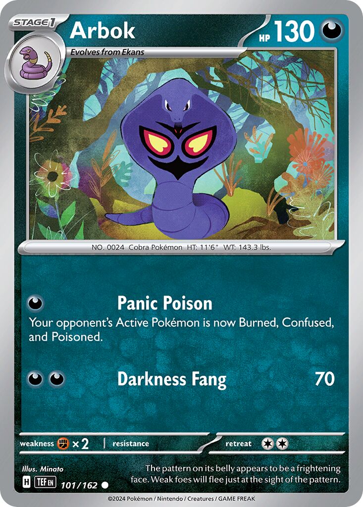 Arbok 101/218 — Temporal Forces (English Pokémon TCG card)