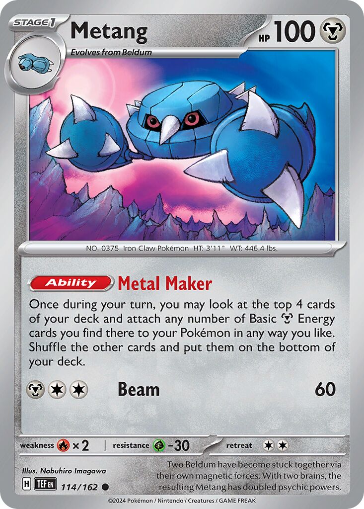 Metang 114/218 — Temporal Forces (English Pokémon TCG card)
