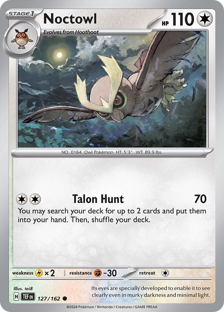 Noctowl 127/218 — Temporal Forces (English Pokémon TCG card)