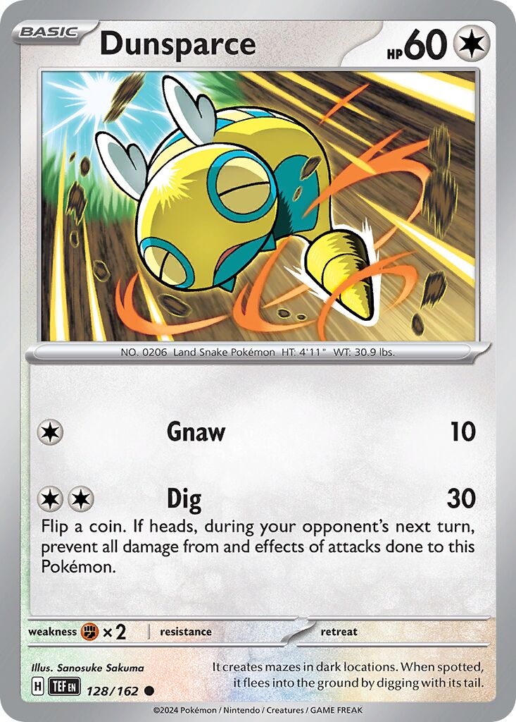 Dunsparce 128/218 — Temporal Forces (English Pokémon TCG card)