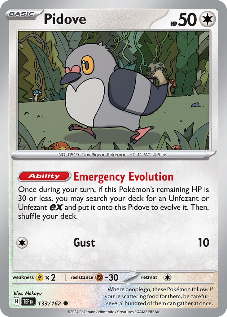 Pidove 133/218 — Temporal Forces (English Pokémon TCG card)