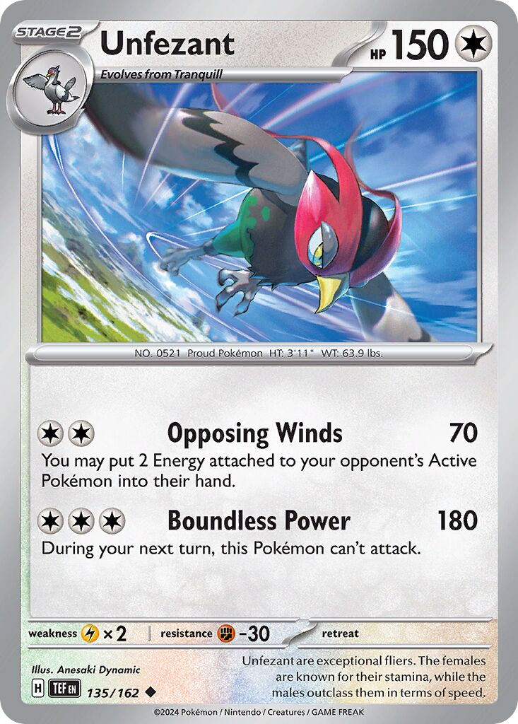 Unfezant 135/218 — Temporal Forces (English Pokémon TCG card)