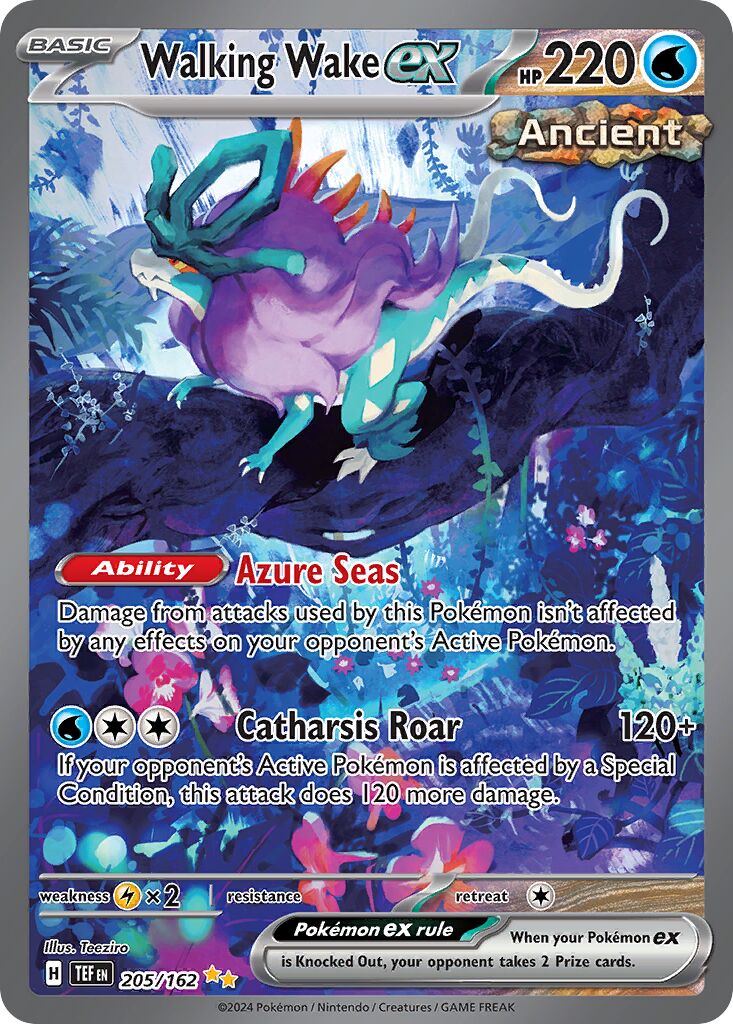 Walking Wake ex 205/218 — Temporal Forces (English Pokémon TCG card)