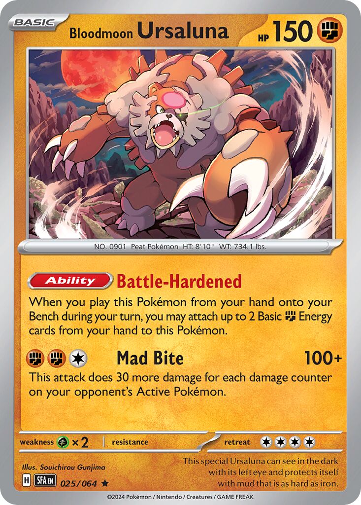 Bloodmoon Ursaluna 025/099 — Shrouded Fable (English Pokémon TCG card)