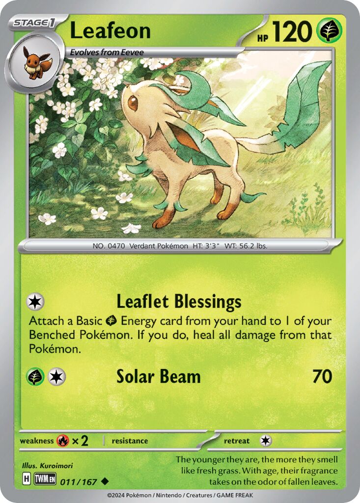 Leafeon 011/226 — Twilight Masquerade (English Pokémon TCG card)