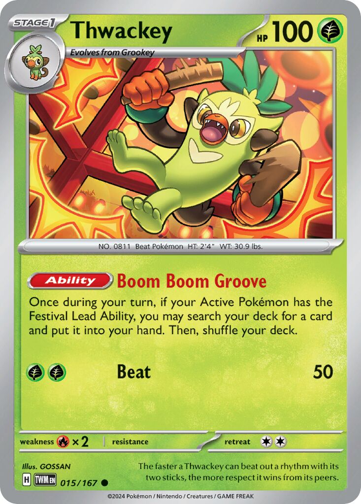 Thwackey 015/226 — Twilight Masquerade (English Pokémon TCG card)