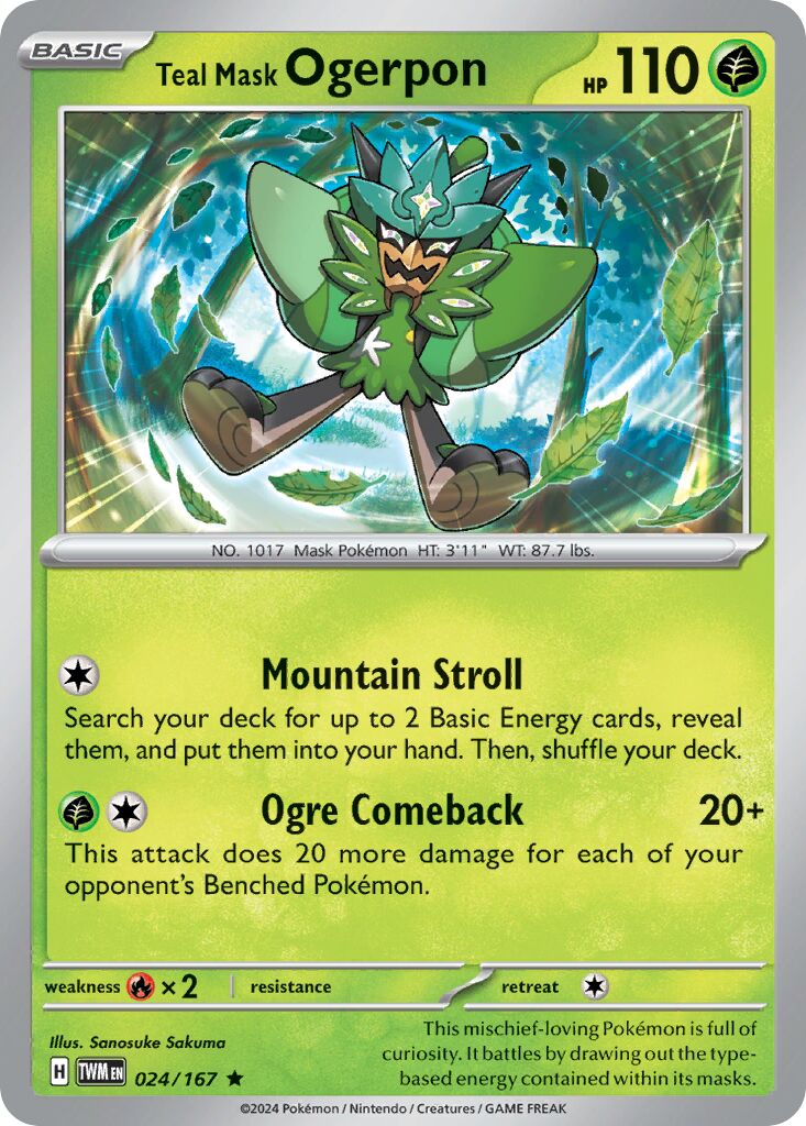 Teal Mask Ogerpon 024/226 — Twilight Masquerade (English Pokémon TCG card)