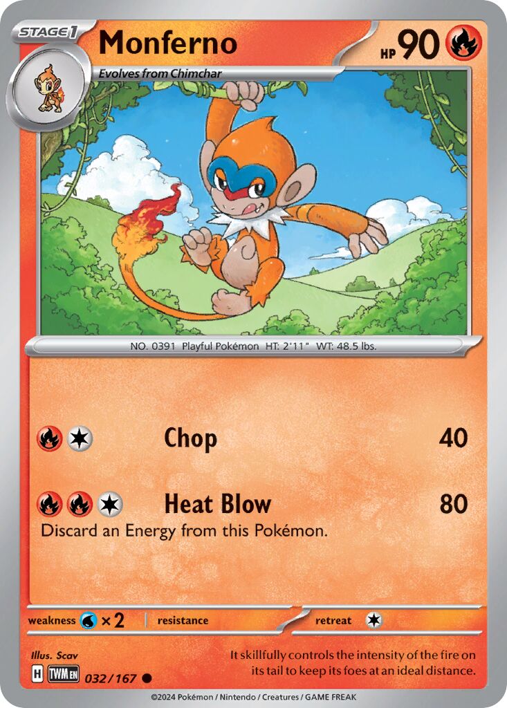 Monferno 032/226 — Twilight Masquerade (English Pokémon TCG card)