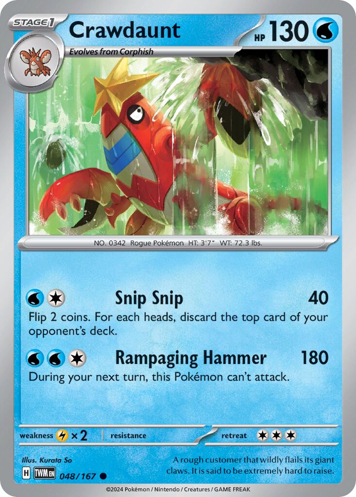 Crawdaunt 048/226 — Twilight Masquerade (English Pokémon TCG card)