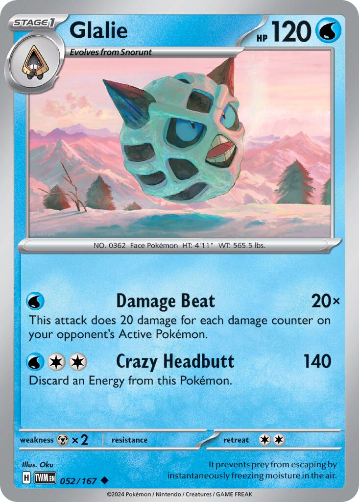 Glalie 052/226 — Twilight Masquerade (English Pokémon TCG card)