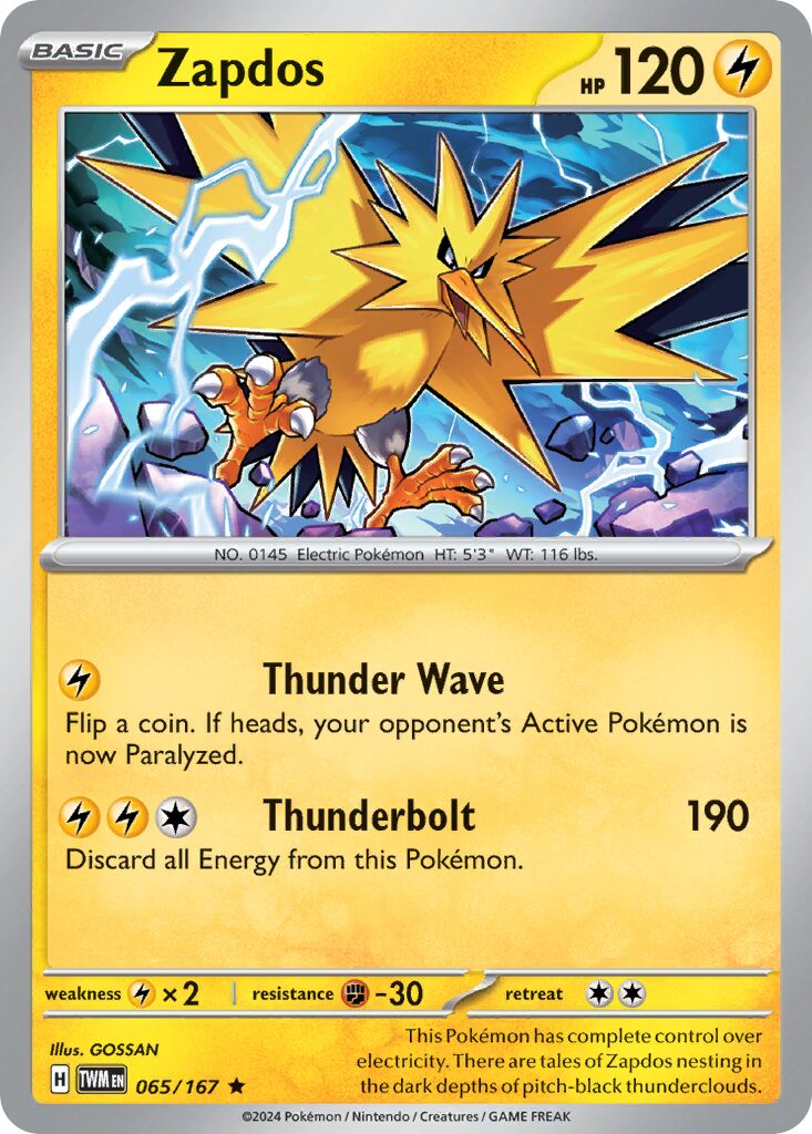 Zapdos 065/226 — Twilight Masquerade (English Pokémon TCG card)