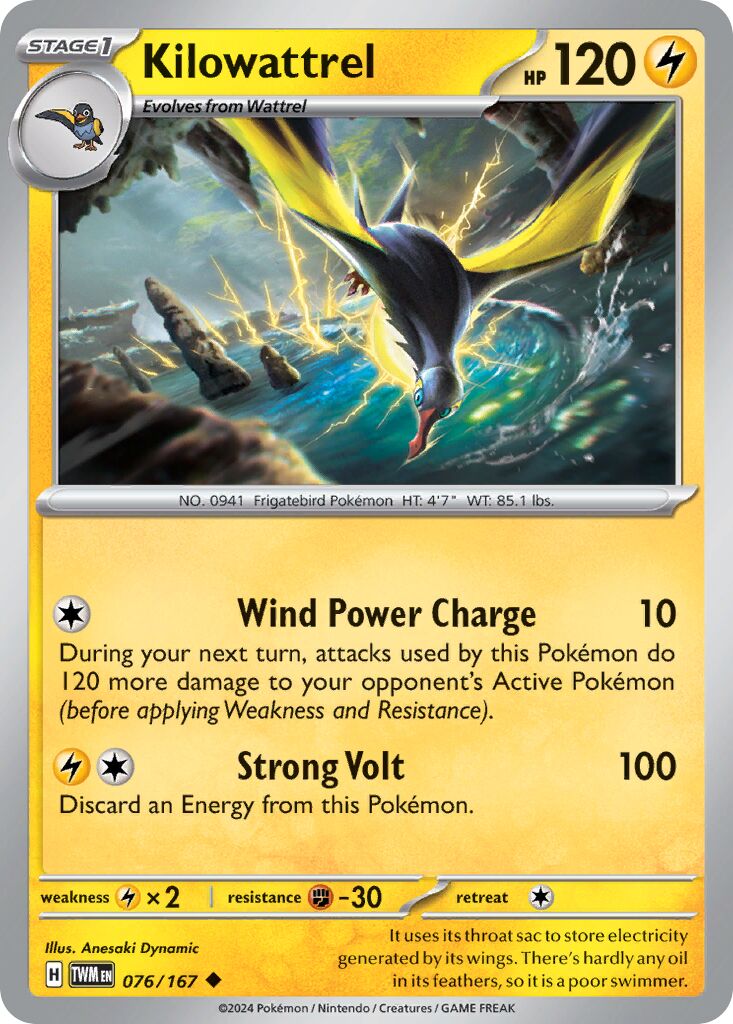 Kilowattrel 076/226 — Twilight Masquerade (English Pokémon TCG card)