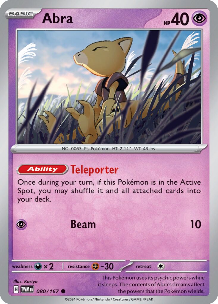 Abra 080/226 — Twilight Masquerade (English Pokémon TCG card)