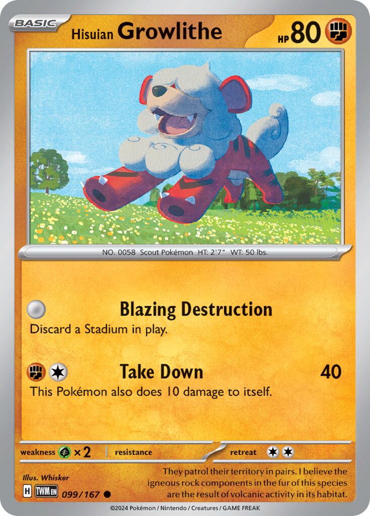 Hisuian Growlithe 099/226 — Twilight Masquerade (English Pokémon TCG card)