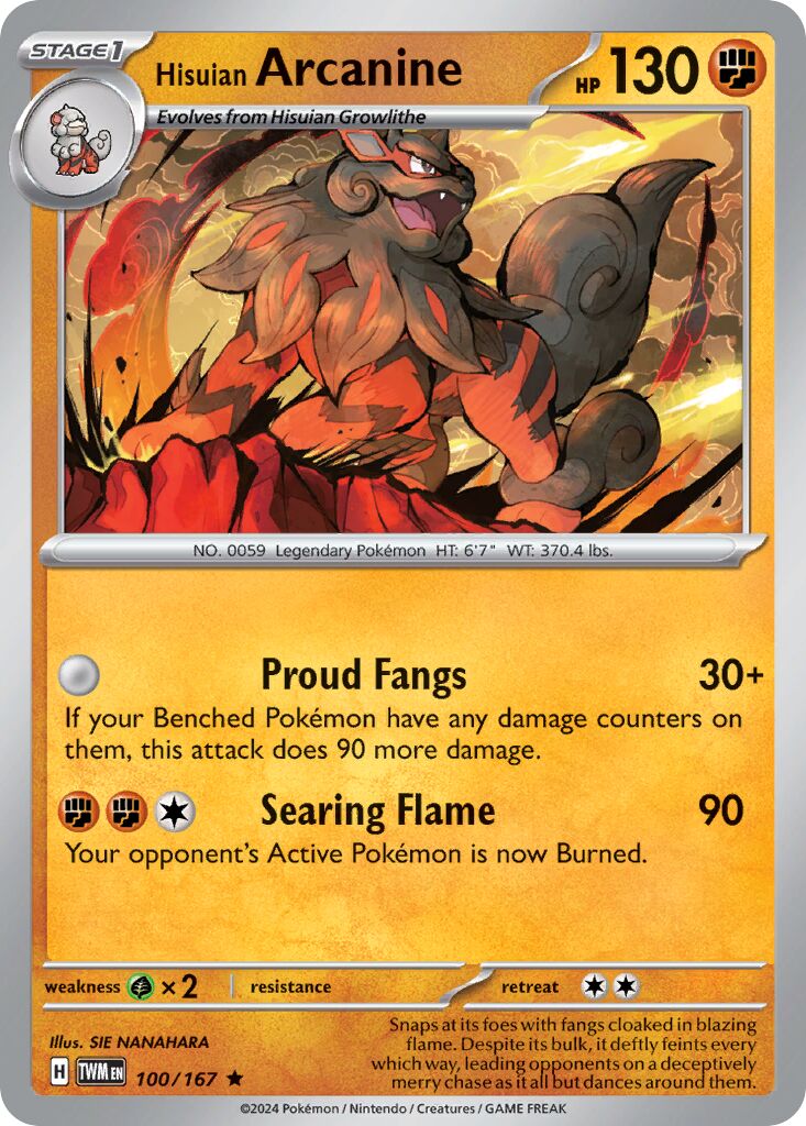 Hisuian Arcanine 100/226 — Twilight Masquerade (English Pokémon TCG card)