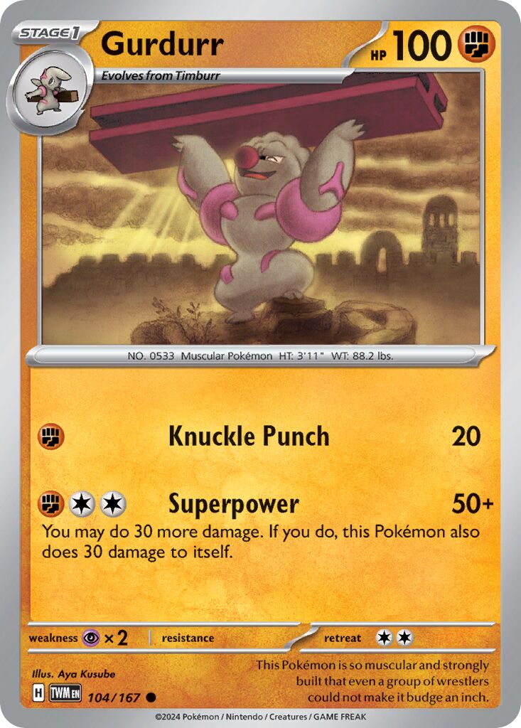 Gurdurr 104/226 — Twilight Masquerade (English Pokémon TCG card)