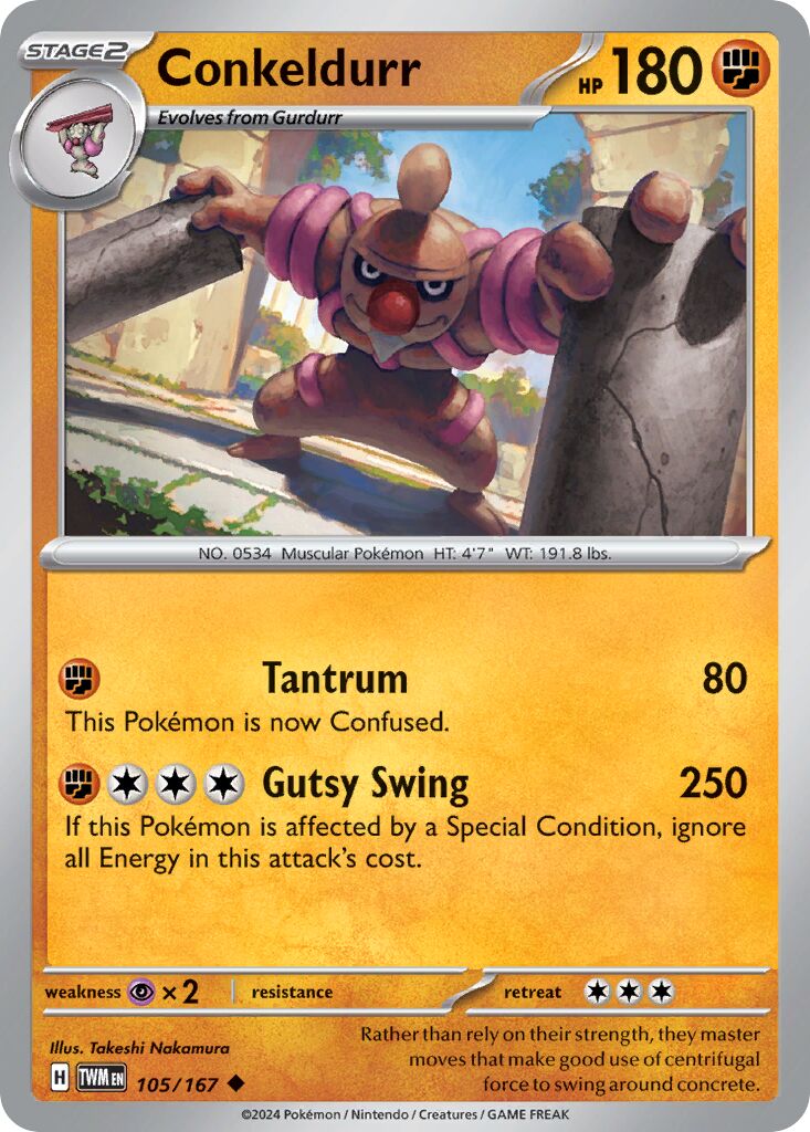 Conkeldurr 105/226 — Twilight Masquerade (English Pokémon TCG card)