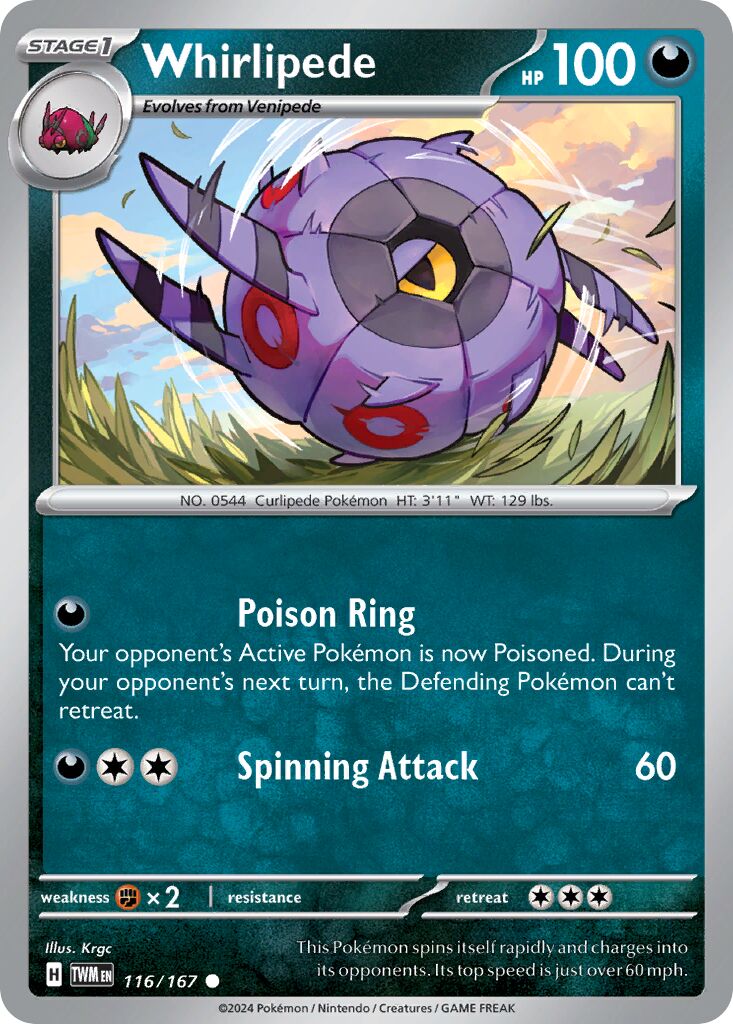 Whirlipede 116/226 — Twilight Masquerade (English Pokémon TCG card)