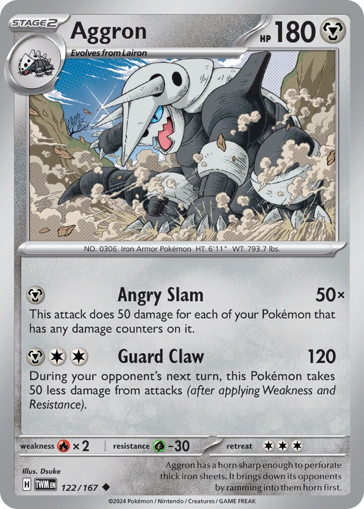 Aggron 122/226 — Twilight Masquerade (English Pokémon TCG card)