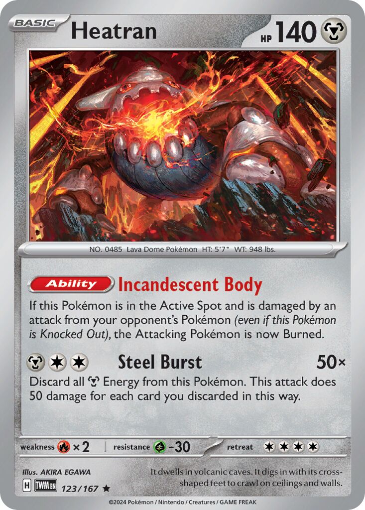 Heatran 123/226 — Twilight Masquerade (English Pokémon TCG card)