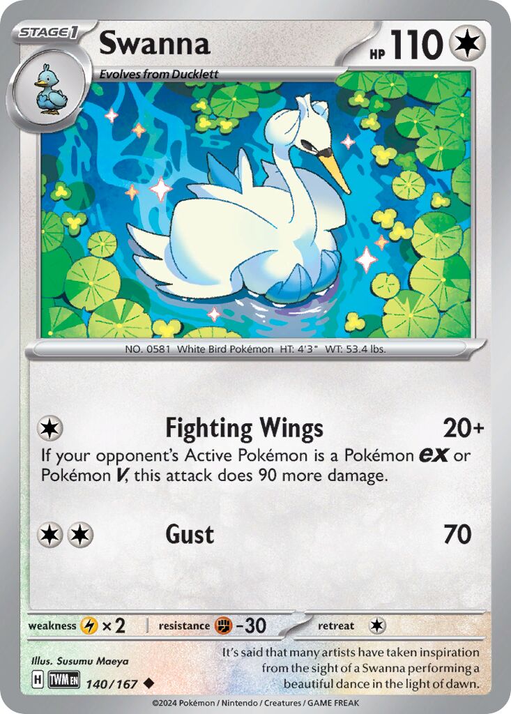 Swanna 140/226 — Twilight Masquerade (English Pokémon TCG card)