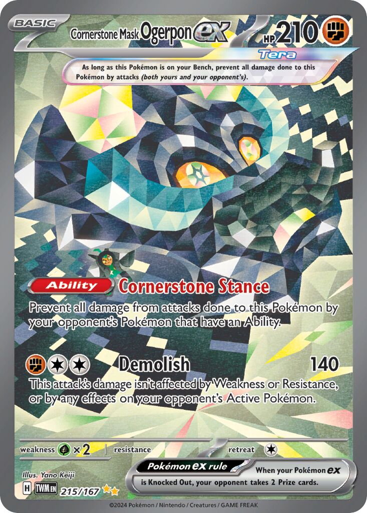 Cornerstone Mask Ogerpon ex 215/226 — Twilight Masquerade (English Pokémon TCG card)