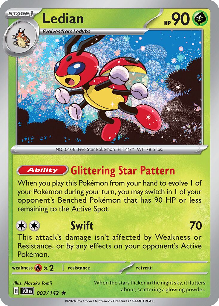 Ledian 003/175 — Stellar Crown (English Pokémon TCG card)