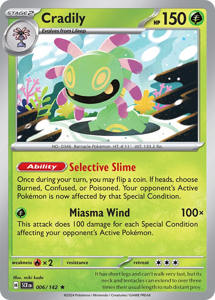 Cradily 006/175 — Stellar Crown (English Pokémon TCG card)