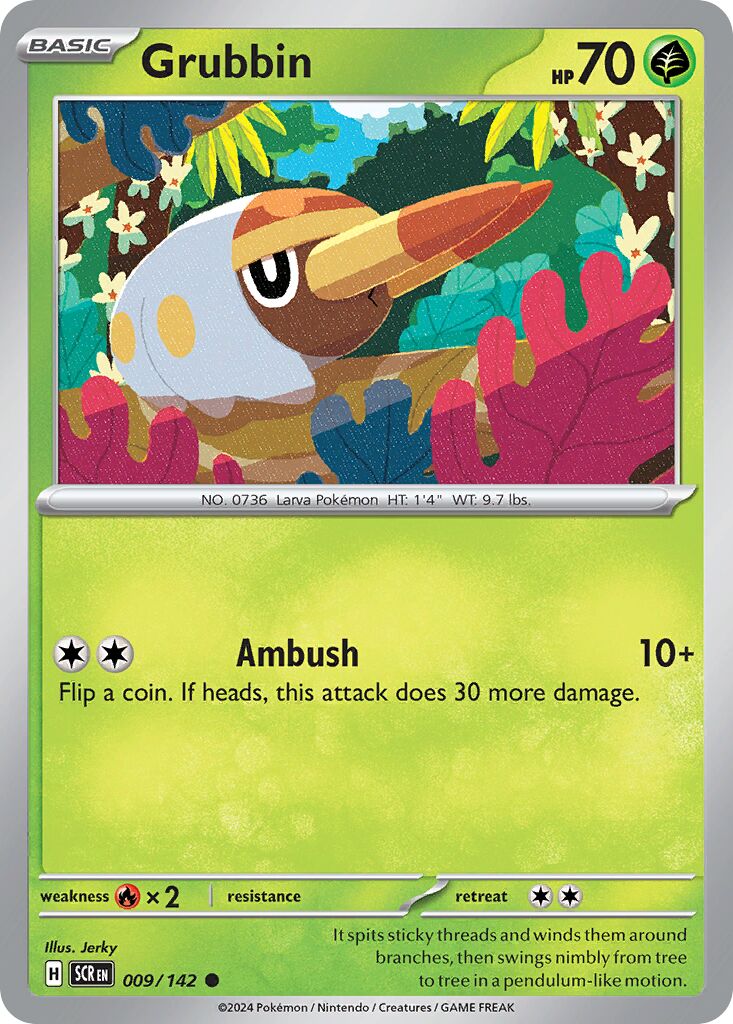 Grubbin 009/175 — Stellar Crown (English Pokémon TCG card)