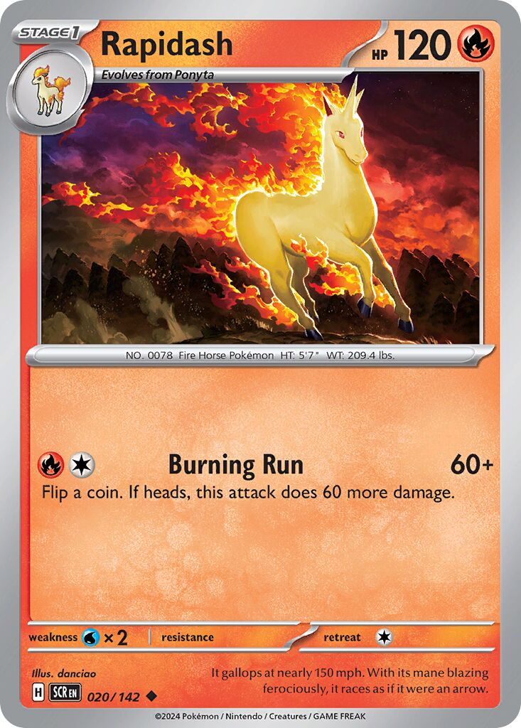 Rapidash 020/175 — Stellar Crown (English Pokémon TCG card)