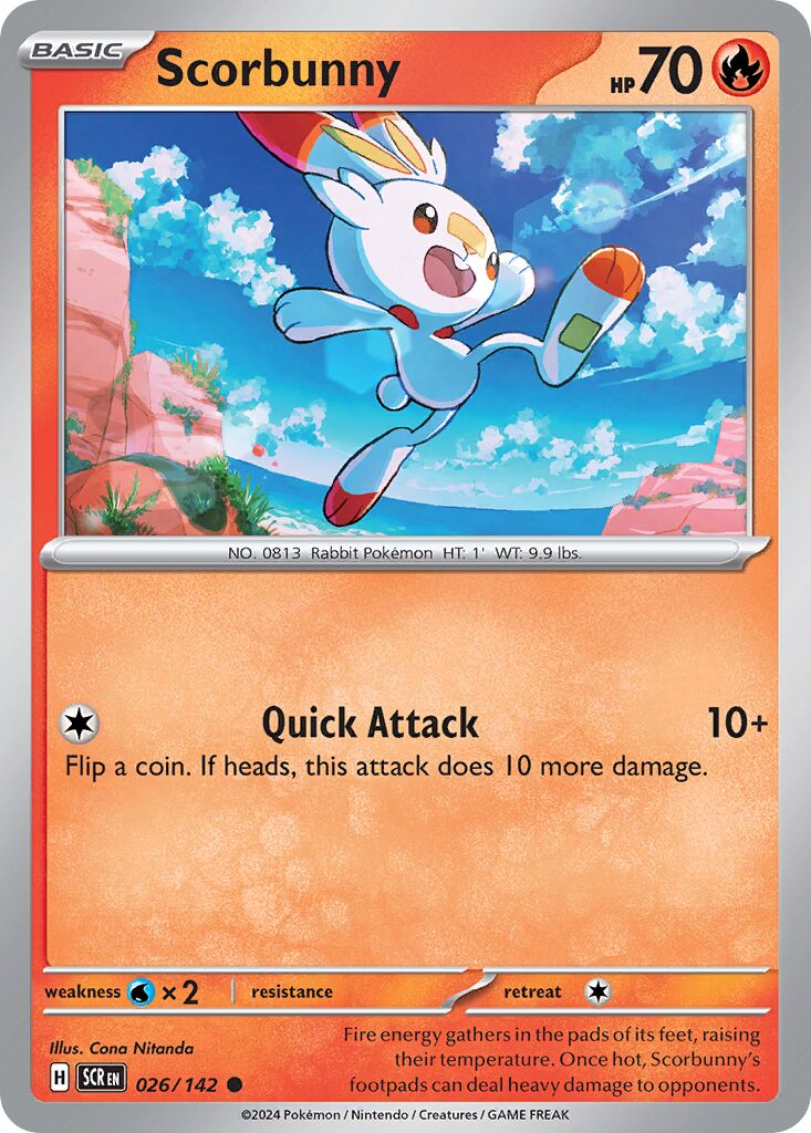 Scorbunny 026/175 — Stellar Crown (English Pokémon TCG card)