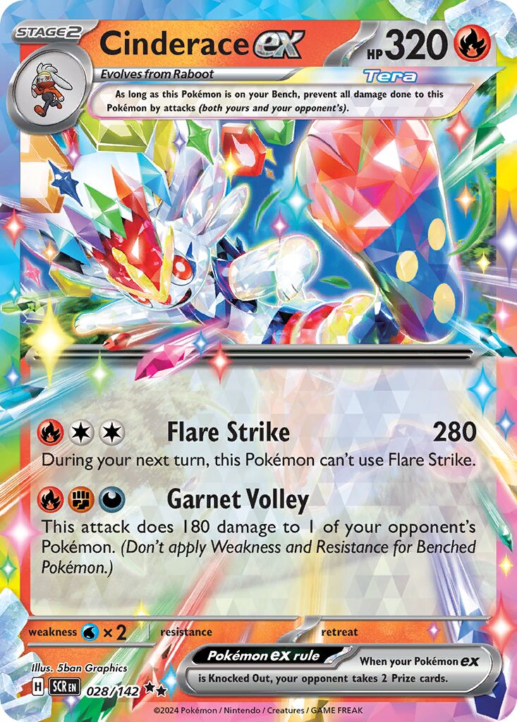 Cinderace ex 028/175 — Stellar Crown (English Pokémon TCG card)