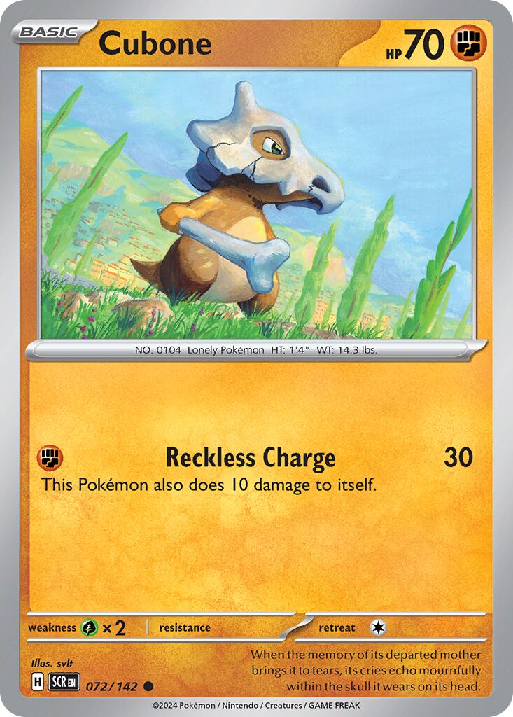 Cubone 072/175 — Stellar Crown (English Pokémon TCG card)
