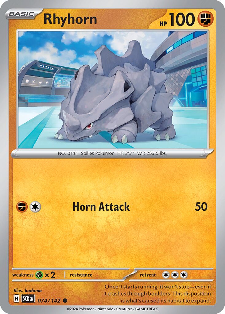 Rhyhorn 074/175 — Stellar Crown (English Pokémon TCG card)