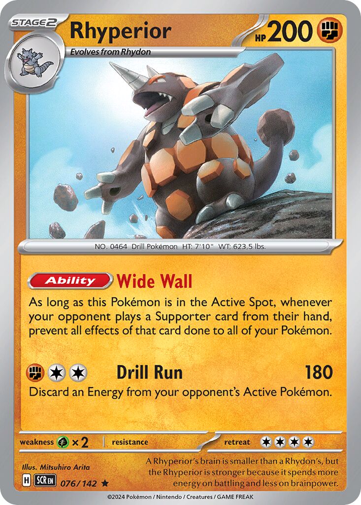 Rhyperior 076/175 — Stellar Crown (English Pokémon TCG card)